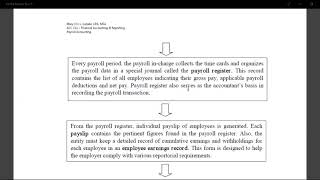 Payroll Accounting Recorded Discussion