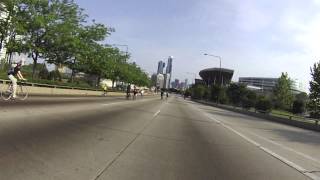 Cycling towards Downtown Chicago on Lake Shore Drive, 2012