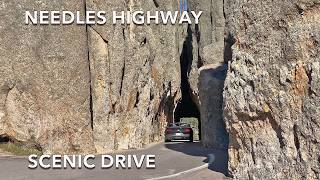 Driving the narrow passages of Needles Highway, South Dakota