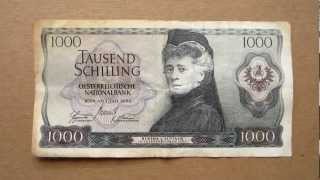 1000 Austrian Schilling Banknote (Thousand Austrian Schilling / 1966), Obverse & Reverse