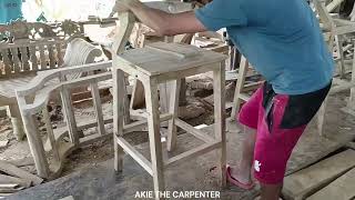 Learn to build a simple modern bar chair with this woodworking guide for stools I Akie The Carpenter