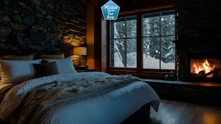 Cozy winter night in by the fire | Cozy fireplace | Wind and Crackling Fireplace in Winter Hut