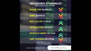 Indicadores económicos para el día martes 28 de marzo de 2023, en Colombia.