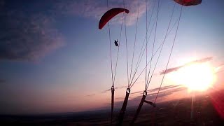 Flug in den Sonnenuntergang mit dem Gleitschirm in Schriesheim / SUNSET PARAGLIDING