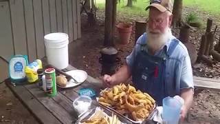 Deep Fried Cajun Catfish on a Wood Burning Rocket Stove