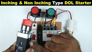 Inching and Non Inching DOL Starter Control Wiring with Selector Switch | inching control circuit