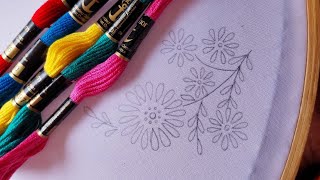 Hand embroidery flower design || simple embroidery design || flower embroidery