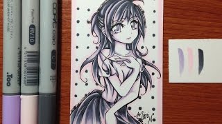 Copic Marker Drawing: 3 Color Palette Challenge