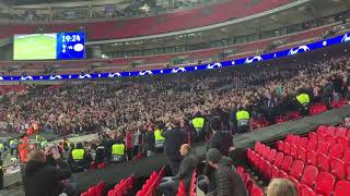 PSV fans inside Wembley stadium over 40 minutes before their game kicks off with Tottenham.