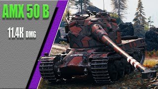 AMX 50 B, карта Тундра, 11.4К dmg.  WoT 1.7.0. 2К VIDEO.