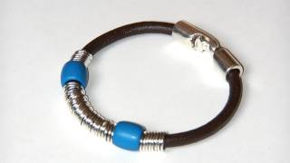 Beading Ideas - Leather bracelet using rings as ornament