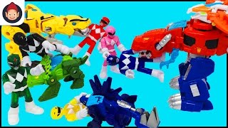 Transformers Rescue Bots Dinobots Battle Imaginext Power Rangers w/ Red Ranger Green Ranger