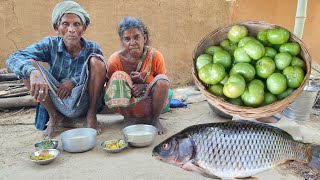 rural tribe people cooking 7kg FISH CURRY and eating together || FISH CURRY || soyabean curry