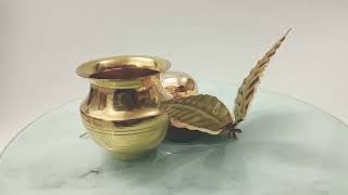 MAYAPURI Pital Kalash Coconut and Mango Leaf for Pooja/Brass Mangal Ghat for Puja