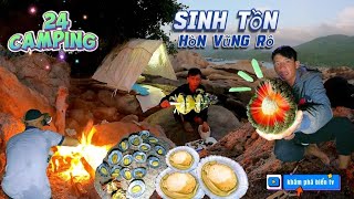 thử thách sinh tồn nơi hoang đảo tự tìm thức ăn,nước uống, 24 hours camping on a deserted island