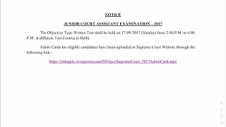 Supreme Court Junior Court Assistant EXAM CENTRE || 2022 Supreme Court Recruitment