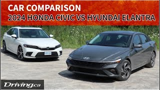 2024 Hyundai Elantra vs Honda Civic | Car Comparison | Driving.ca