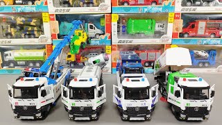 Metal Diecast Trucks Of Tow Truck, Dust Suppression Truck, Flatbed Truck, Road Sweeper Truck