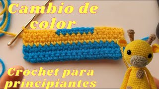 😍Crochet fácil para principiantes LECCION 7 Cambio de Color , curso gratis paso a paso 😍