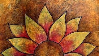 Acrylic Painting Autumn Flower with Abstract Visual Texture