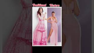 Bollywood Actress in Traditional VS Western dress ❣️❣️ #bollywood #love #shortvideo