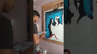 How to paint using finger, Abstract painting radhe Krishna , acrylic painting#abstract #painting