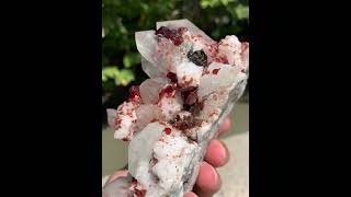 Red Spessertine Garnet Crystals on Albite with Quartz from Pakistan #garnet #minerals #crystals