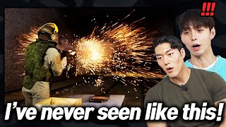 Korean Soldiers React to 'Extreme Gun Busters Series'