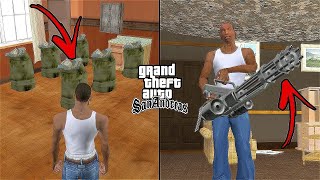 مكان سري للاسلحة والمال في بداية لعبة قراند سان أندرياس | Secret Weapons Location In GTA San Andreas