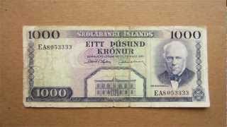 1000 Icelandic Kronur Banknote (Thousand Icelandic Kronur / L.1961), Obverse and Reverse