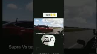 tesla  vs  Supra😈😈☠️ drag race#edit #trollface #shorts #supra #tesla #subscribe