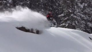 Snowmobile DEEP Snow Fun Dropping JUMP Boondocking!