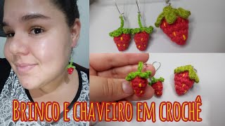 Amigurumi Morango Brinco e Chaveiro