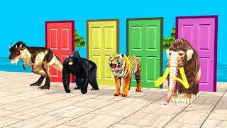 Choose The Right Door with cow gorilla mammoth elephant tiger dinosaur wild animal games video