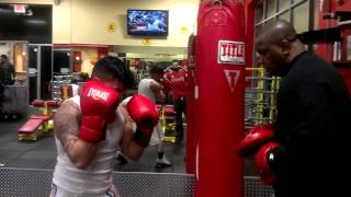 Sabir training Mario "Lil Giant" Leon 12