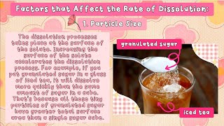 💟 (SCIENCE) What are the Factors Affecting the Rate of Dissolution? | #iQuestionPH