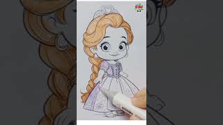 How to color Rapunzel Disney Princess for Kids  #drawsocute! Easy Disney Drawings & Art.