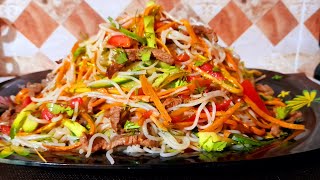 Салат Фунчоза супер рецепт. Который понравится всем!!Funchoza salat tayorlash😋