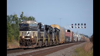 AMTRAK, CN, CSXT, and NS trains, dawn to dusk at Pine Junction in Gary, Indiana - August 21, 2024