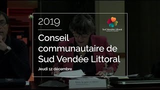 Sud Vendée Littoral : conseil communautaire du mois de décembre 2019