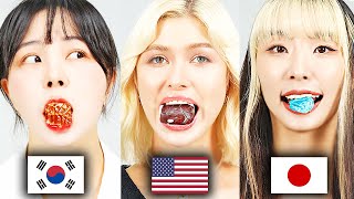 USA, Japan, Korea People Review their countries ASMR Sweets (ASMR Mukbang)