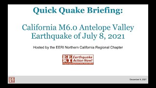 Quick Quake Briefing: California M6.0 Antelope Valley Earthquake of July 8, 2021