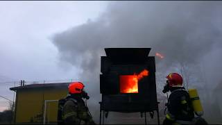 Wsteczny ciąg płomieni, backdraft - szkolenie CFBT przy OSP KSRG Gliwice-Brzezinka (19.11.2017)