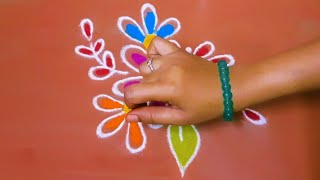 अगदी मिनिटात होईल अशी सोपी सुंदर रांगोळी। traditional rangoli design। small rangoli design। daily