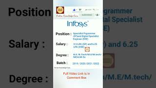 Infosys Off Campus drivefor Specialist Programmer and Digital Specialist Engineer #shorts #trending