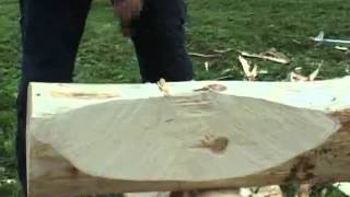 Blacksmith axe making and wooden lodge construction from Sweden