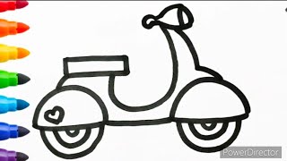 How To Draw a Vespa Scooter For Kids and Toddlers_ Kids Drawing || Easy Vespa Scooper Drawing ||