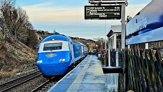 Bright blue HST powers up the hill from Huddersfield towards Marsden