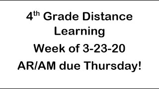 Distance Learning Week of 3-23-20