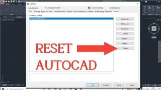 how to reset autocad.